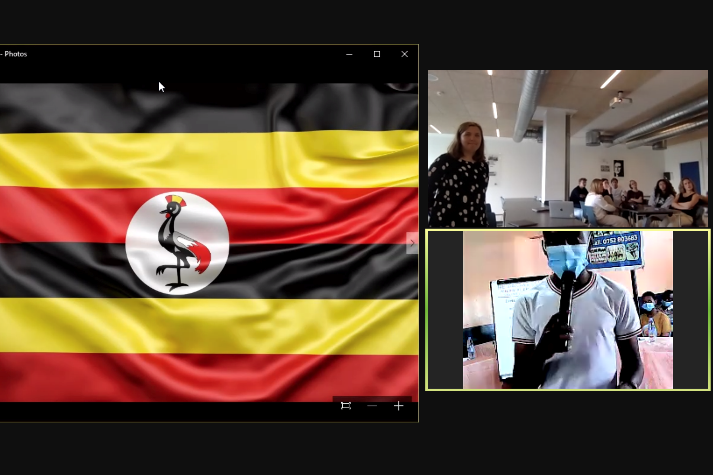 D. 14/6 mødtes elever fra 2.k virtuelt med elever fra vores partnerskole i Uganda